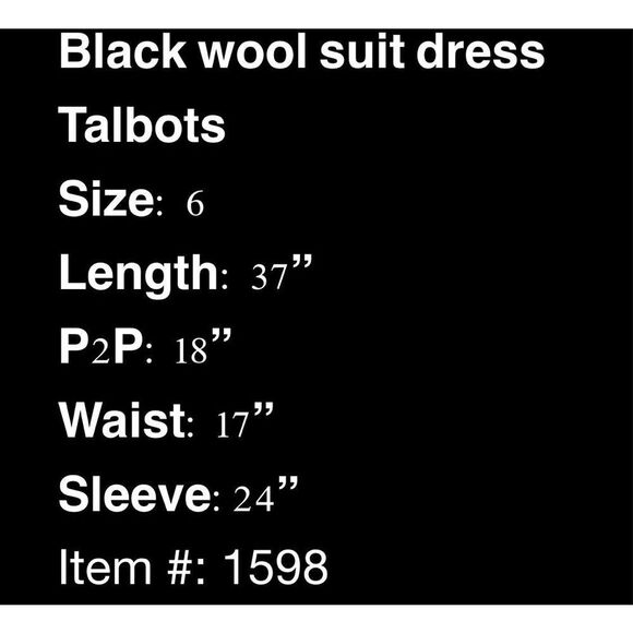 Talbots black wool suit dress- size 6 - Picture 8 of 8